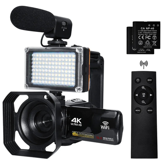 4K Ultra HD Digital Camera 3.0 Inci 48MP 18X Zoom Wifi Camcorder with Windproof Microphone Fill Light Video Vlogging For YouTube